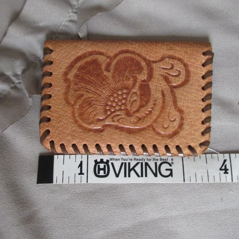 tooled leather card wallet